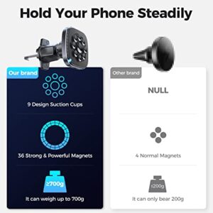 Wireless Car Charger, for MagSafe Car Mount [Never Fall of] 2022 Update Auto-Alignment Super Suction Cup Magnetic Phone Charger Mount, Fit for iPhone 13/12 Series Phones & MagSafe Case