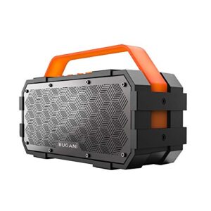 bluetooth speaker, bugani portable bluetooth speakers with 30w (40w peak) stereo sound, loud bluetooth speaker 24h playtime support tf card/aux, ipx5 waterproof for beach camping outdoor indoor