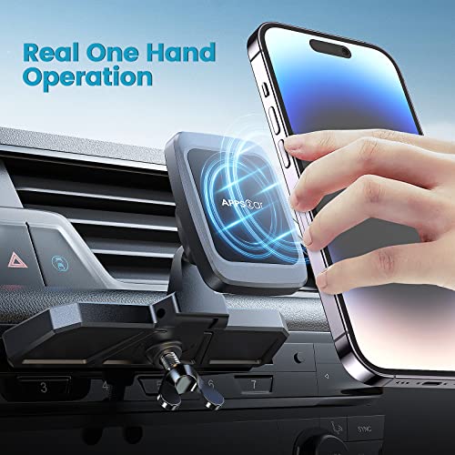 APPS2Car CD Phone Holder for Car, Anti Shake CD Player Phone Mount, Magnetic Car Phone Mount with 6 Magnets, Thick Case Friendly CD Slot Phone Holder Compatible with iPhone All Phones & Mini Tablet