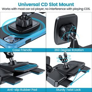 APPS2Car CD Phone Holder for Car, Anti Shake CD Player Phone Mount, Magnetic Car Phone Mount with 6 Magnets, Thick Case Friendly CD Slot Phone Holder Compatible with iPhone All Phones & Mini Tablet