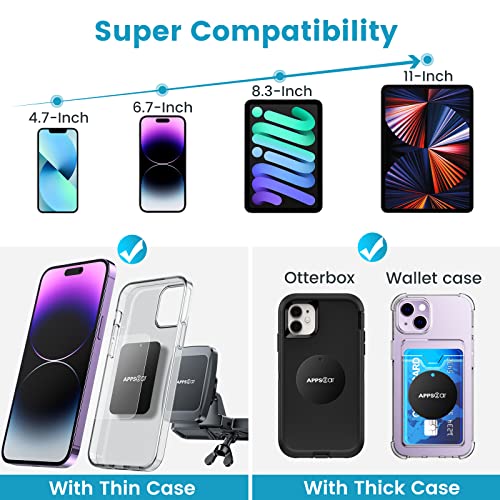 APPS2Car CD Phone Holder for Car, Anti Shake CD Player Phone Mount, Magnetic Car Phone Mount with 6 Magnets, Thick Case Friendly CD Slot Phone Holder Compatible with iPhone All Phones & Mini Tablet