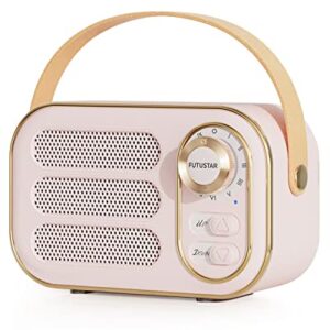 Greadio Retro Bluetooth Speaker, Vintage Speaker with Cute Old Fashion Style, Good Sound, Bluetooth 5.0, TF Card, AUX Input, USB Drive MP3 Player for Home,Outdoor,Travel,Party,Gift (Pink)