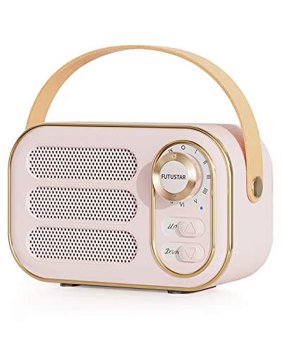 Greadio Retro Bluetooth Speaker, Vintage Speaker with Cute Old Fashion Style, Good Sound, Bluetooth 5.0, TF Card, AUX Input, USB Drive MP3 Player for Home,Outdoor,Travel,Party,Gift (Pink)