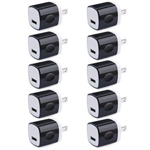usb charger adapter, 1a cube charger block 10pc single port wall outlet charger usb wall plug compatible iphone 14/13/12/11 pro max/se/x/8/7,samsung galaxy s22/s21 fe/s20/a13 5g/a52,note 21 ultra,moto