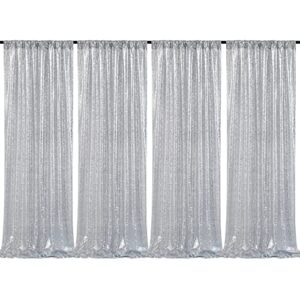 2ftx8ft silver glitter sequin curtain for party photography backgrounds wedding backdrops set of 4 panels