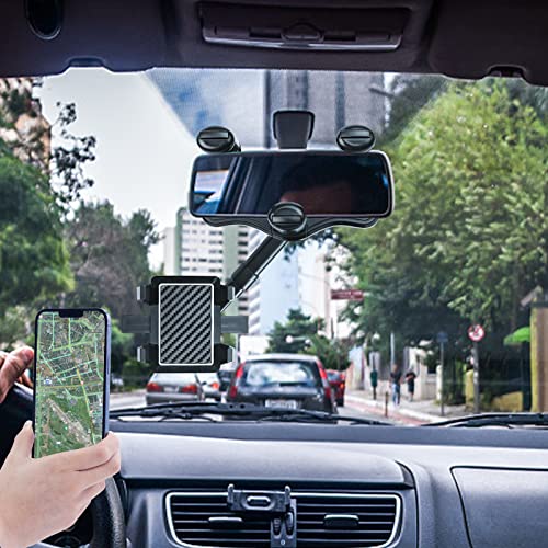 2 Pack Rearview Mirror Phone Holder for Car 360°Rotatable and Retractable Car Phone Holder Multifunctional Adjustable Phone Navigation Holder Universal Car Rearview Mirror Bracket for All Phones