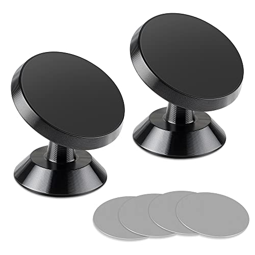 Ouzorp 2 Pack Car Magnetic Phone Mount, Car Phone Holder for Dashboard, 360° Adjustable Magnet Cell Phone Mount Universal Dashboard Car Mount Fits iPhone Samsung etc Most Smartphones