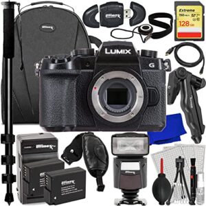 ultimaxx advanced panasonic lumix g95 hybrid mirrorless camera bundle (body only) – includes: 128gb extreme memory card, 2x spare batteries, universal speedlite, 72” monopod & much more (25pc bundle)