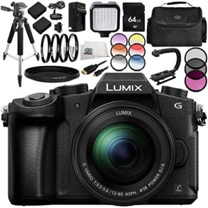 panasonic lumix dmc-g85 digital camera + panasonic 12-60mm f/3.5-5.6 asph. power o.i.s. lens 15pc bundle – includes 3 piece filter kit (uv + cpl + fld) + 4pc macro filter set (+1,+2,+4,+10) + more