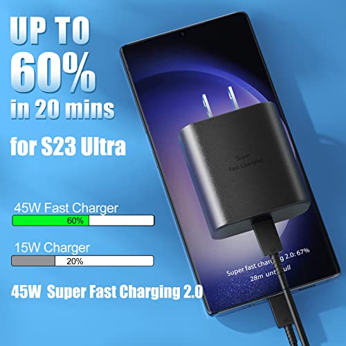 45W Samsung USB-C Super Fast Charger Type C for Samsung Galaxy S23 Ultra/S23/S23+/S22/S22 Ultra/S22+/Note 20/S20/S21, Galaxy Tab S7+/S8+,PPS Wall Charger Block with 6.6FT C Charger Cable Fast Charging