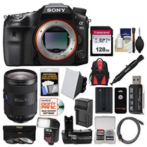 sony alpha a99 ii full frame 4k wi-fi digital slr camera body & 24-70mm f/2.8 zeiss lens + 128gb card + backpack + flash + battery & charger + grip kit
