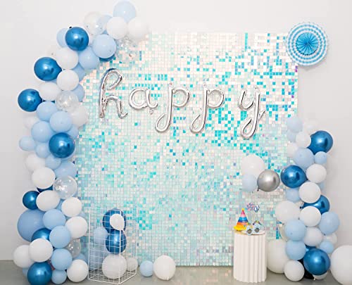 Kate Square Rainbow Blue Sequin Wall Panels Wedding Decoration Wall Shimmer Birthday Party (Pack of 12)