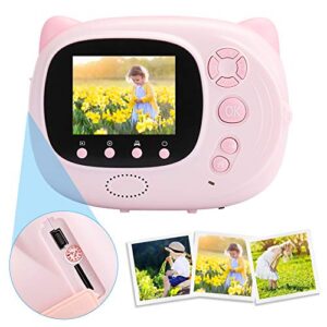 SALUTUY Print Camera, Originality Cartoon Photo Frame Micro Memory Card Kid Instant Camera WiFi Synchronized for Children Day and Children's Birthday Gifts
