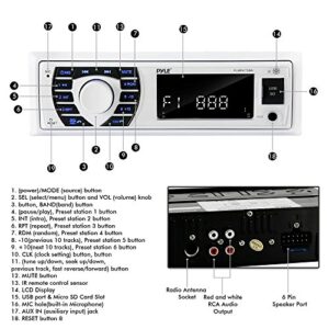 Pyle Marine Radio Receiver Speaker Set 12v Single Din Style Bluetooth Compatible Waterproof Digital Boat In Dash Console System with Mic 4 Speakers, Remote Control, Wiring Harness PLMRKT38W (White)