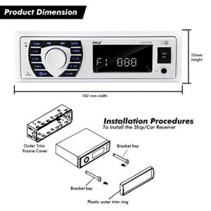 Pyle Marine Radio Receiver Speaker Set 12v Single Din Style Bluetooth Compatible Waterproof Digital Boat In Dash Console System with Mic 4 Speakers, Remote Control, Wiring Harness PLMRKT38W (White)