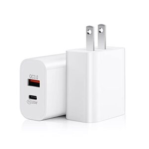 2 pack usb c wall charger block, dual port pd power delivery adapter type c fast charging for iphone 11/12/13/14/pro max, xs/xr/x, ipad pro, airpods pro, samsung galaxy and more