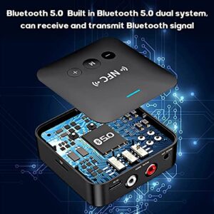 Bluetooth 5.0 Transmitter and Receiver, 2-in-1 Wireless Bluetooth Adapter,Low Latency Bluetooth Audio Adapter for TV, Bluetooth Earphone, Car, Home Stereo System (Black)