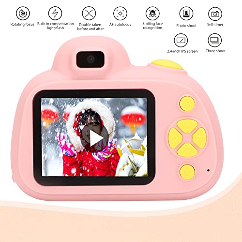 Kids Digital Camera, Night Flash Function Children Digital Camera No‑Edge Design for Kids(Pink)