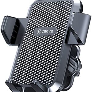 vanva 【 Military-Grade Universal Air Vent Car Mount, 【 Big Phones & Thick Case Friendly 】 Cell Phone Holder for Car Hands Free Clamp Cradle Vehicle Compatible with All Apple iPhone