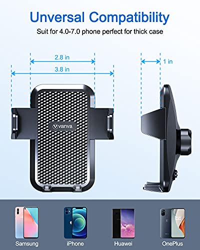 vanva 【 Military-Grade Universal Air Vent Car Mount, 【 Big Phones & Thick Case Friendly 】 Cell Phone Holder for Car Hands Free Clamp Cradle Vehicle Compatible with All Apple iPhone