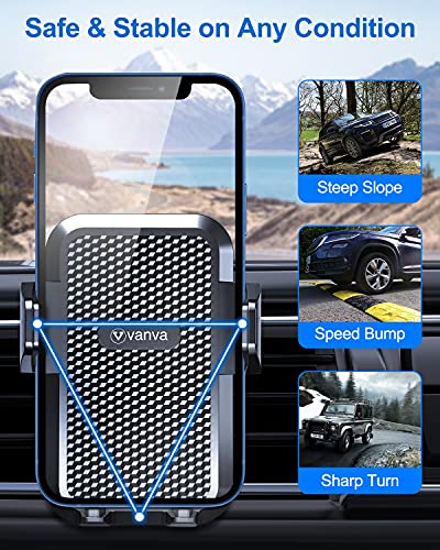 vanva 【 Military-Grade Universal Air Vent Car Mount, 【 Big Phones & Thick Case Friendly 】 Cell Phone Holder for Car Hands Free Clamp Cradle Vehicle Compatible with All Apple iPhone