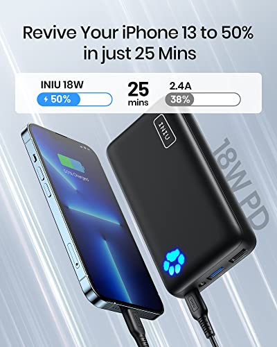 INIU Portable Charger, 18W PD QC 20000mAh USB C Power Bank, Fast Charging Compact Battery Pack, 3-Output Phone Charger Compatible with iPhone 14 13 12 11 X 8 Pro Samsung S20 S10 Google LG iPad Tablet