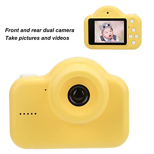 2 Inch Kids Mini Camera, Mini Video Recorder Portable IPS Screen 720P 20MP Dual Camera High Definition Digital Camera for Children (Yellow)