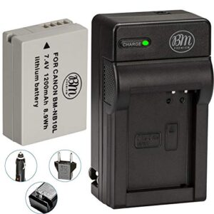 bm premium nb-10l battery and charger kit for canon powershot sx40 sx50 hs sx60 hs g15 g16 g1 x digital camera