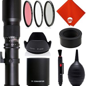 Opteka 500mm/1000mm f/8 Manual Telephoto Lens for Canon EOS 80D, 70D, 60D, 60Da, 50D, 40D, 30D, 1Ds, Mark III II, 7D, 6D, 5D, 5DS, Rebel T6s, T6i, T6, T5i, T5, T4i, T3i, T3 and T2i Digital SLR Cameras