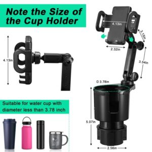 Car Cup Holder Expander Adjustable Base with Phone Mount THIS HILL 360° Rotation Cup Holder Cell Phone Holder for Car Compatible with iPhone/Samsung All Smartphones