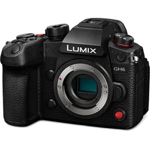 Panasonic Lumix GH6 Mirrorless Camera (DC-GH6BODY) + Panasonic 25mm Lens + Sony 64GB Tough SD Card + Filter Kit + Card Reader + Corel Photo Software + Case + Flex Tripod + Hand Strap + More