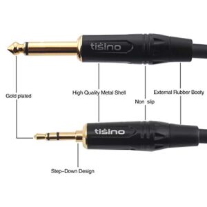 Disino 1/8 Inch TRS Stereo to Dual 1/4 inch TS Mono Y-Splitter Cable 3.5mm Aux Mini Jack Stereo Breakout Cable Path Cords - 3 feet
