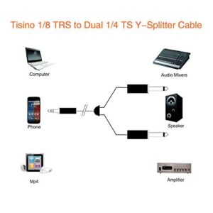 Disino 1/8 Inch TRS Stereo to Dual 1/4 inch TS Mono Y-Splitter Cable 3.5mm Aux Mini Jack Stereo Breakout Cable Path Cords - 3 feet