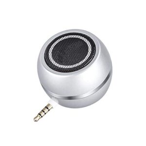 vomauxin wireless mini speaker with 3.5mm aux input jack, 3w loud portable speaker for iphone ipod ipad cellphone tablet laptop, with usb rechargeable battery, gift choice for kids, silver