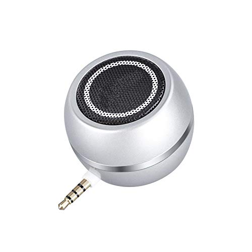 vomauxin Wireless Mini Speaker with 3.5mm Aux Input Jack, 3W Loud Portable Speaker for iPhone iPod iPad Cellphone Tablet Laptop, with USB Rechargeable Battery, Gift Choice for Kids, Silver