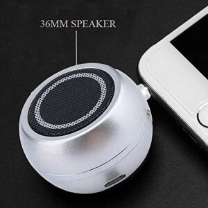 vomauxin Wireless Mini Speaker with 3.5mm Aux Input Jack, 3W Loud Portable Speaker for iPhone iPod iPad Cellphone Tablet Laptop, with USB Rechargeable Battery, Gift Choice for Kids, Silver