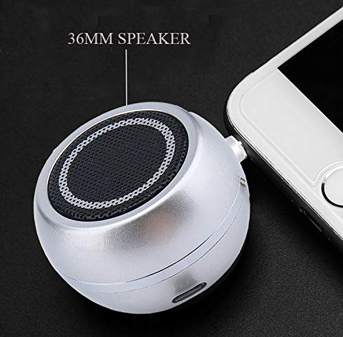 vomauxin Wireless Mini Speaker with 3.5mm Aux Input Jack, 3W Loud Portable Speaker for iPhone iPod iPad Cellphone Tablet Laptop, with USB Rechargeable Battery, Gift Choice for Kids, Silver