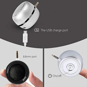 vomauxin Wireless Mini Speaker with 3.5mm Aux Input Jack, 3W Loud Portable Speaker for iPhone iPod iPad Cellphone Tablet Laptop, with USB Rechargeable Battery, Gift Choice for Kids, Silver