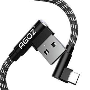 AGOZ 4inch Short USB C Cable, Fast Charger 90 Degree Right Angle Cord Compatible with Samsung Galaxy S23 S22 S21 S20, S10 Plus, Note 20 10, A13 A14 A23 A32 A53 A54 A71, Moto G Stylus,Google Pixel 7 6