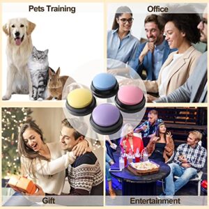 Voice Recording Button, Dog Buttons for Communication Pet Training Buzzer, 30 Second Record & Playback, Funny Gift for Study Office Home 4 Packs (Blue+Pink+Yellow+Purple)