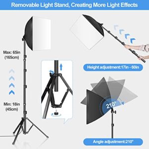 EMART Softbox Lighting Kit,16"X16" Soft Box and 3 Colors Temperature 3000-5500K 85W LED Light kit with Remote,Professional Softbox Photography Light Kit for Portrait,Video Recording, Filming(1PACK)