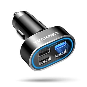 tecknet usb car charger 54w 4-port usb car charger adapter qc 3.0 port compatible with iphone 14 pro max/14 plus/iphone 13 12 11 pro max x xr xs 8 samsung galaxy note 20/10 s21/20/10 google pixel