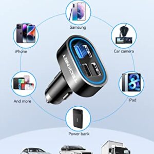 TECKNET USB Car Charger 54W 4-Port USB Car Charger Adapter QC 3.0 Port Compatible with iPhone 14 Pro Max/14 Plus/iPhone 13 12 11 Pro Max X XR XS 8 Samsung Galaxy Note 20/10 S21/20/10 Google Pixel