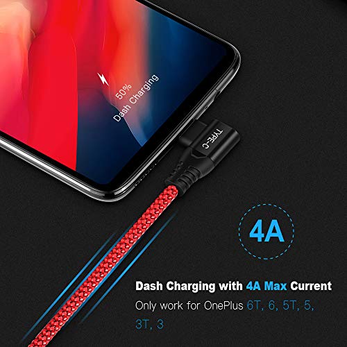 TITACUTE USB Type C Cable Right Angle Fast Charging Cord 2-Pack 6.6FT 80W SUPERVOOC Charge for OnePlus 10 Pro 11 65W WARP Charge for Nord 2 9 8T 8 7T Dash Charge Charging Rapidly for OnePlus 7 6T 6 5