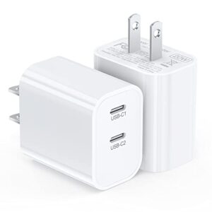 20w usb c wall charger block, 2-pack dual port pd power delivery fast type c charging block plug adapter for iphone, ipad, samsung galaxy, google pixel, motorola, huawei, oneplus kindle cargador