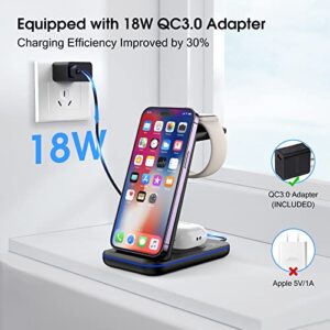 Wireless Charger 3 in 1 for iPhone/iWatch/Airpods Devices, Charging Station for iPhone 14/13/12/11/Pro Max/SE/X/XS/XR/8, Multi Charger Stand for Apple Watch iWatch 8/7/6/SE/5/4/3/2, Airpods 3/Pro/2