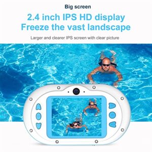 Niaviben Mini Portable Digital Camera for Kid's Waterproof Camera Front and Rear Dual 24 Million Pixel Compact Camera 2.4 Inch Blue