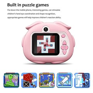 Niaviben Digital Camera for Kid's Cute Cartoon 1080p HD Mini Front and Rear Dual Camera Children's Digital Camera Pink