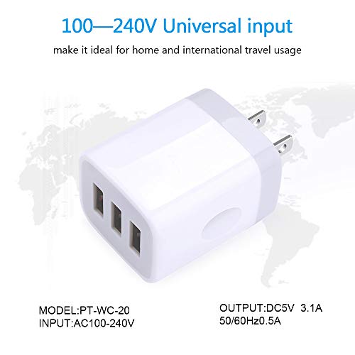 USB Wall Charger, Hootek 2Pack Wall Plug 3-Port USB Charging Station 3.1A Power Adapter Multi Port Quick Charger Block Cube Compatible iPhone 14 13 12 11 Pro XS MAX 8 Plus,iPad,Samsung Galaxy S22 S21