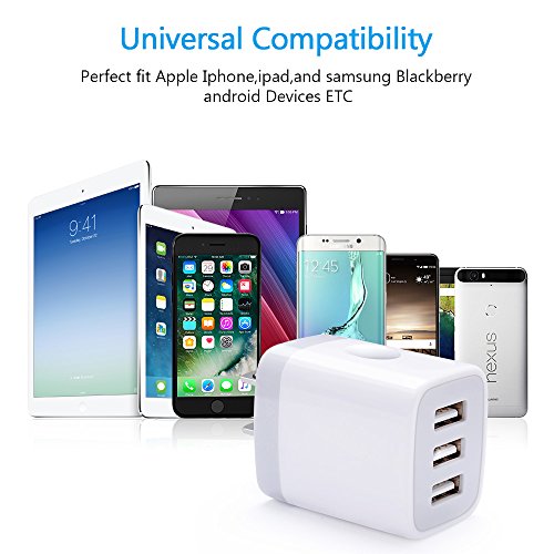 USB Wall Charger, Hootek 2Pack Wall Plug 3-Port USB Charging Station 3.1A Power Adapter Multi Port Quick Charger Block Cube Compatible iPhone 14 13 12 11 Pro XS MAX 8 Plus,iPad,Samsung Galaxy S22 S21